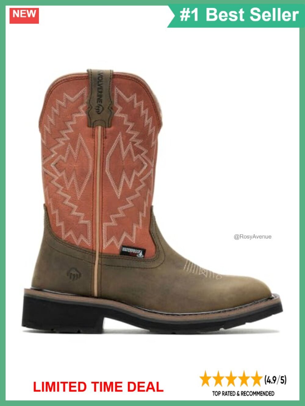 Wolverine Rancher Arrow Waterproof Steel Toe Wellington Work Boot